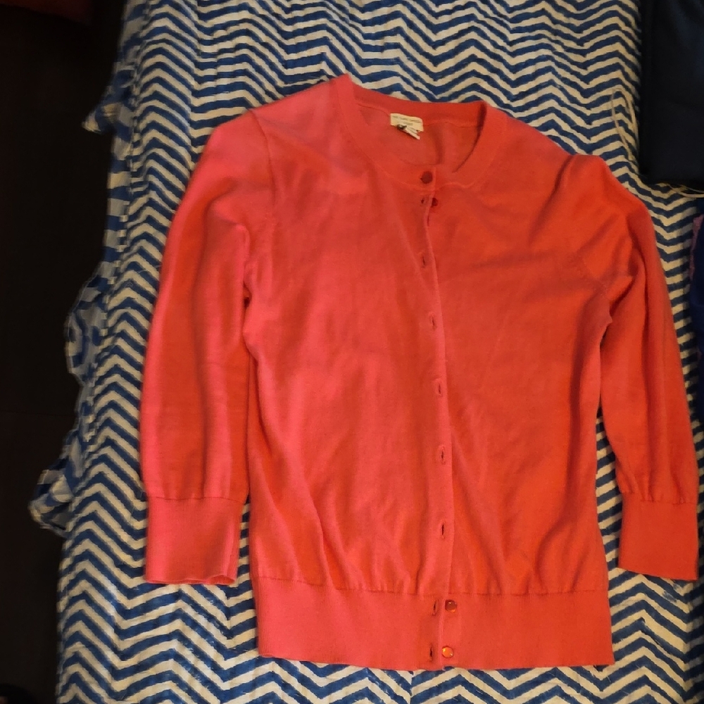 J. Crew Vibrant Coral Cardigan